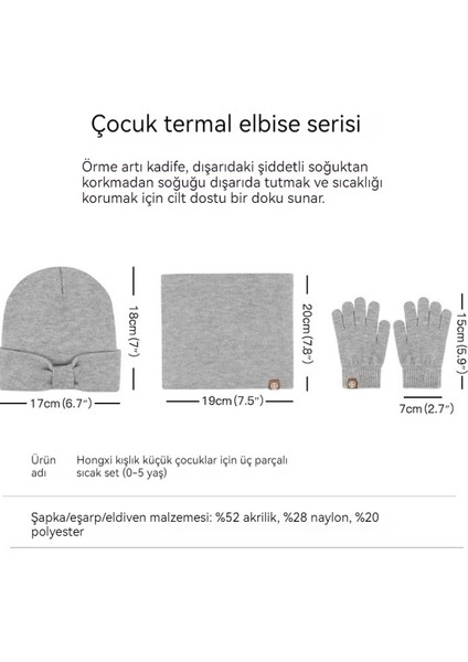 Çocuk Sonbahar ve Kış Sıcak Şapka Üç Parçalı Set (Yurt Dışından)