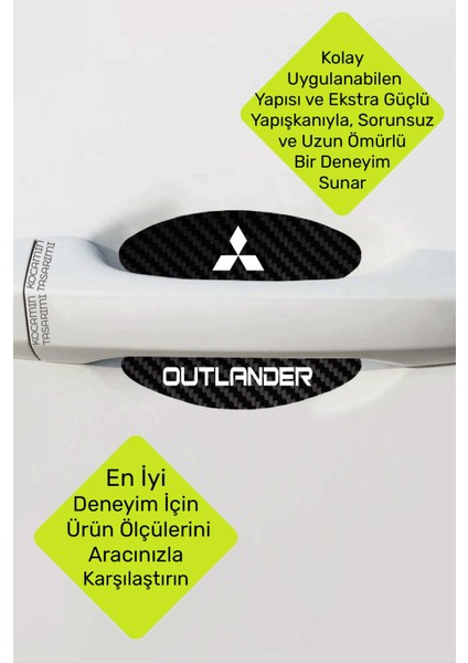 Karbon Desenli Mitsubishi Outlander Kapı Içi Çizik Önleyici ve Şık Tasarım Folyo Koruma Seti Outlander Yazılı