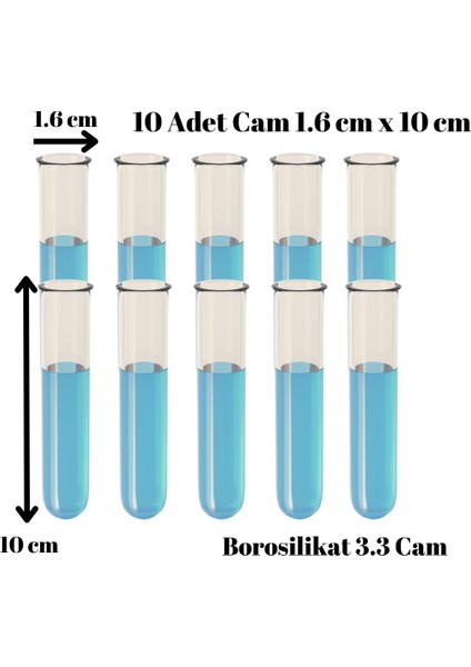 Cam Deney Tüpü 4 ve 10 Adet Setler Laboratuvar Test Tüpü