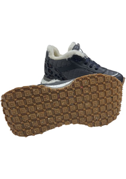 Lacivert Deri & Leopar Deri Sneaker