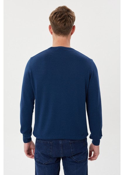 Zincir Desenli Regular Fit Triko Kazak- T-1292