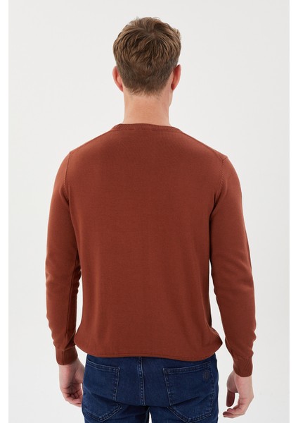 Zincir Desenli Regular Fit Triko Kazak- T-1292