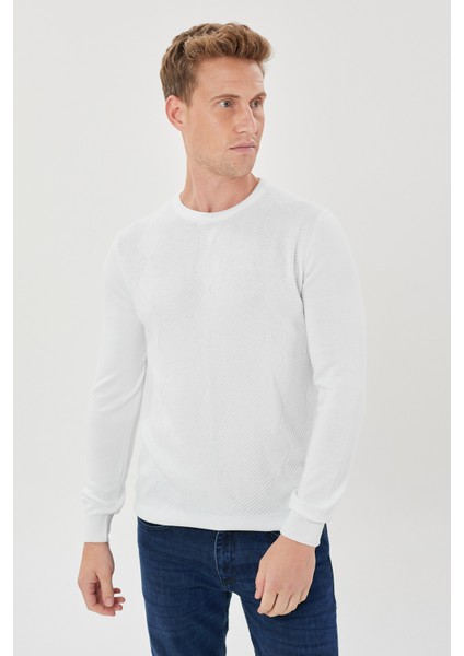Zincir Desenli Regular Fit Triko Kazak- T-1292
