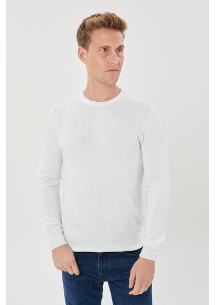 Zincir Desenli Regular Fit Triko Kazak- T-1292