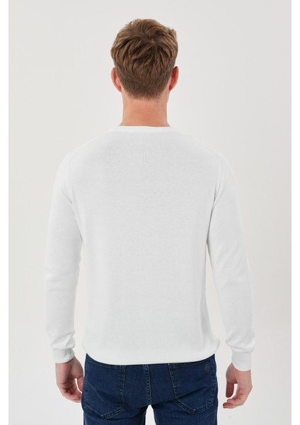 Zincir Desenli Regular Fit Triko Kazak- T-1292