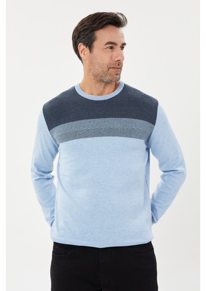 Çizgi Desenli Regular Fit Triko Kazak- T-1281