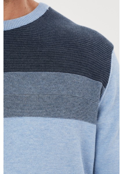 Çizgi Desenli Regular Fit Triko Kazak- T-1281