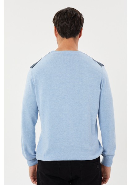 Çizgi Desenli Regular Fit Triko Kazak- T-1281