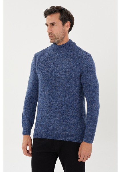 Sarmal Desenli Regular Fit Yün Kazak- T-5003