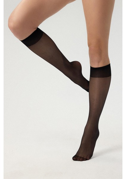 Miod Fit 15 Siyah Parlak Dizaltı Çorabı