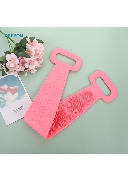 Pembe Stil Doğal Kıl Banyo Fırçası Peeling Vücut Masajı Duş Fırçası Spa Kadın Erkek Cilt Bakımı Uzatılmış Temizleyici Banyo (Yurt Dışından)