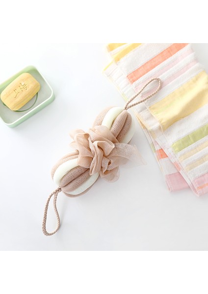 Kahve Tarzı Atripe Banyo Topu Renk Şerit Köpük Yumuşak Fener Banyo Topu Vücut Fırçası Sırt Temizleyici (Yurt Dışından)