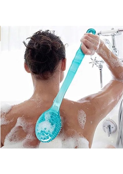 Mavi Stil Ev Yüzme Odası Banyo Fırçası Uzun Sap Ovalama Havlu Fırçası Peeling Masajcısı Peeling Duş Süngeri Fırça (Yurt Dışından) modelleri