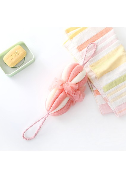 Pembe Stil Atripe Banyo Topu Renk Şerit Köpük Yumuşak Fener Banyo Topu Vücut Fırçası Sırt Temizleyici (Yurt Dışından)