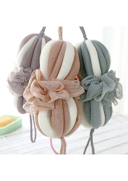 Pembe Stil Atripe Banyo Topu Renk Şerit Köpük Yumuşak Fener Banyo Topu Vücut Fırçası Sırt Temizleyici (Yurt Dışından) modelleri