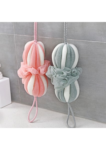 Pembe Stil Atripe Banyo Topu Renk Şerit Köpük Yumuşak Fener Banyo Topu Vücut Fırçası Sırt Temizleyici (Yurt Dışından) fırsatları