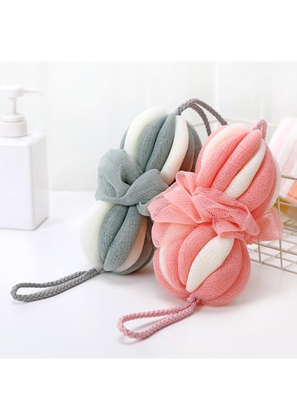 Pembe Stil Atripe Banyo Topu Renk Şerit Köpük Yumuşak Fener Banyo Topu Vücut Fırçası Sırt Temizleyici (Yurt Dışından) indirimleri