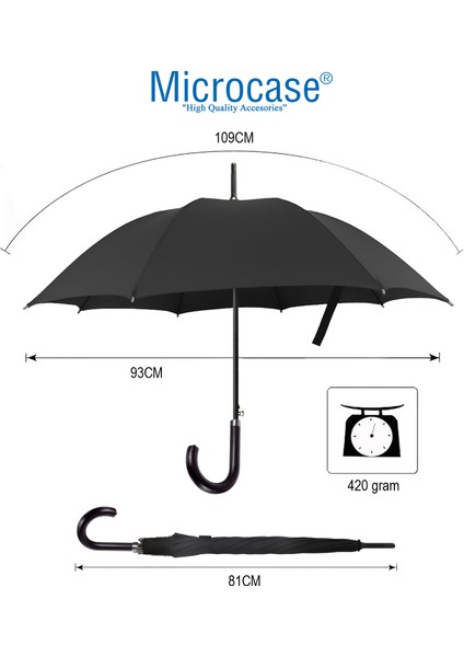 Unisex Otomatik 16 Telli Rüzgar Korumalı Rüzgarda Kırılmayan Su Geçirmez Dayanıklı Baston Şemsiye AL4664