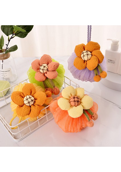 Bir Stil Yumuşak Fileli Banyo Topları Ayçiçeği Karikatür Yetişkin Çocuk Temizlik Fırçası Duş Süngeri Vücut Temizleyici Peeling Sünger Banyo Süngeri (Yurt Dışından) modelleri