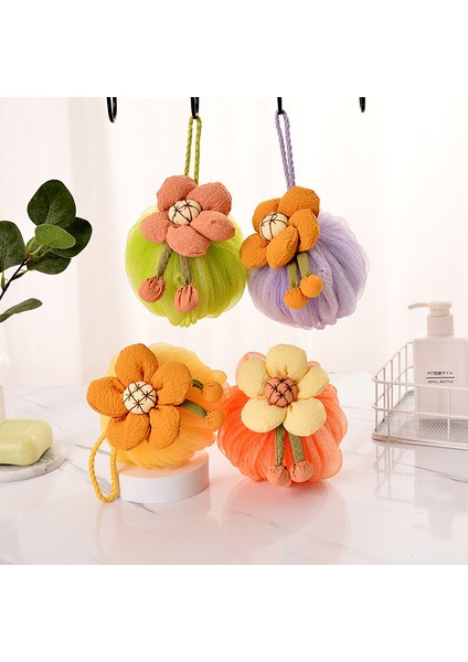 Bir Stil Yumuşak Fileli Banyo Topları Ayçiçeği Karikatür Yetişkin Çocuk Temizlik Fırçası Duş Süngeri Vücut Temizleyici Peeling Sünger Banyo Süngeri (Yurt Dışından) fırsatları