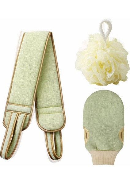 Yeşil-3 Adet Tarzı Vücut Temizleme Yıkama Bezi Yumuşak Fırça Ev Otel Banyo Duş Topu Sırt Peeling Eldiveni Seti (Yurt Dışından)