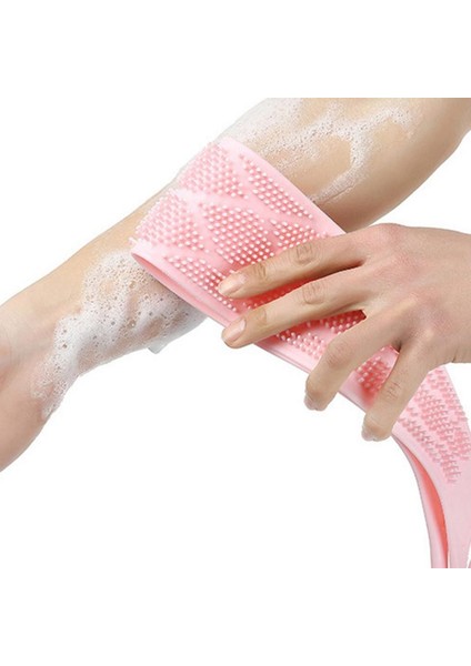 Pembe Stil Silikon Jel Temizlik Banyo Fırçası Şerit Peeling Vücut Fırça Kemer Masaj Havlu Yıkama Bezi Banyo Ürünleri (Yurt Dışından) modelleri