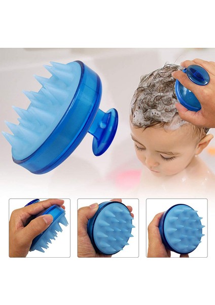 Mavi Stil Banyo Fırçası Silikon Saç Derisi Şampuan Masaj Fırçası Yıkama Tarak Duş Başlığı Saç Meridyen Spa Masaj Duş Banyo Fırçası (Yurt Dışından) indirimleri