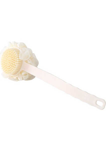 Bej Tarzı Uzun Sap Fırça ile Cilt Temizleme Masaj Fırçası - Sırtı Ölü Deriden Arındıran Banyo Fırçası (Yurt Dışından)