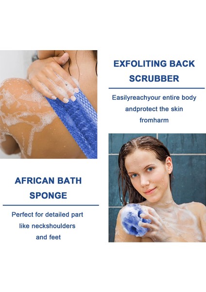 Mavi Stil Afrika Ağlı Banyo Süngeri, cm Afrika Ağlı Uzun Banyo Süngeri Peeling Duş Vücut Fırçası Sırt Fırçası Cilt Pürüzsüzleştirici (Yurt Dışından) indirimleri