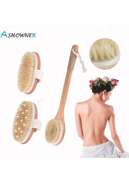 1 Stili Yazın Kuru Cilt Vücut Fırçası Doğal Kıl Ahşap Spa Peeling Banyo Fırçası (Yurt Dışından) fırsatları