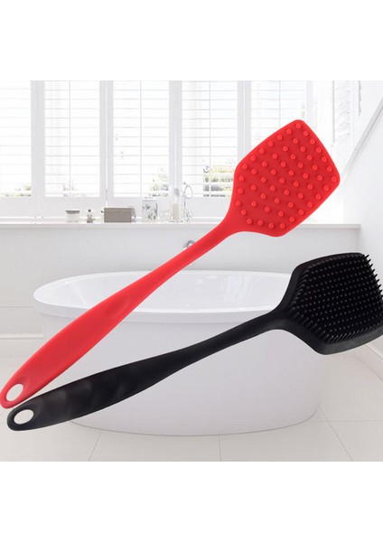 Kırmızı Stil Silikon Vücut Uzun Saplı Çift Taraflı Banyo Fırçası Geri Masajı Peeling Fırçası - 2'si 1 Arada Multifonksiyonel Fırça (Yurt Dışından) fırsatları