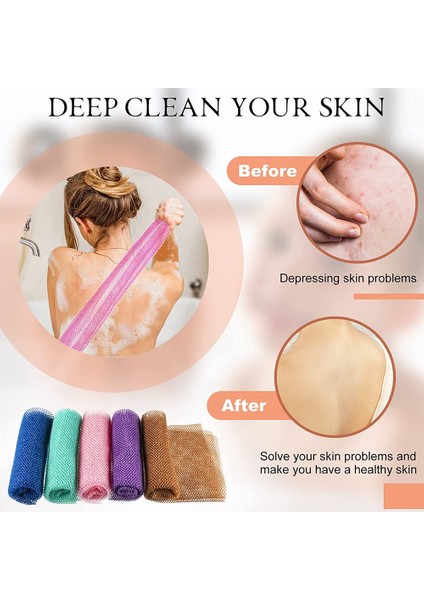 Mor Tarzı Afrika Fileli Banyo Süngeri Afrika Soyucu Uzun Vücut Fırçası Sık Dokulu Güzellik Cilt Pürüzsüzleştirici Kule Banyo Bez Gözenekli Esnek (Yurt Dışından) fırsatları