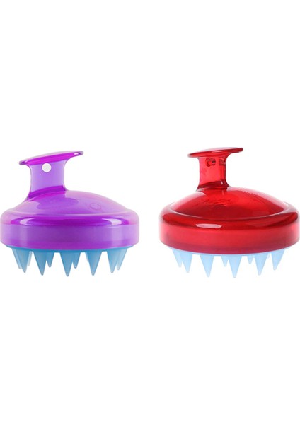 Mor Kırmızı Stil Şampuan Fırçası Silikon Masaj Süngeri Banyo Fırçaları Yıkama Duş Saç Tarak Baş Meridyen El Masaj Aleti (Yurt Dışından)