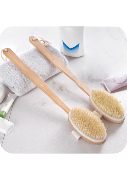 Yeni Duş Fırçası Doğal Kıl Ahşap Banyo Duş Vücut Sırt Fırçası Spa Sünger Sabun Temizleyici Peeling Temizlik Masaj Yıkama (Yurt Dışından)