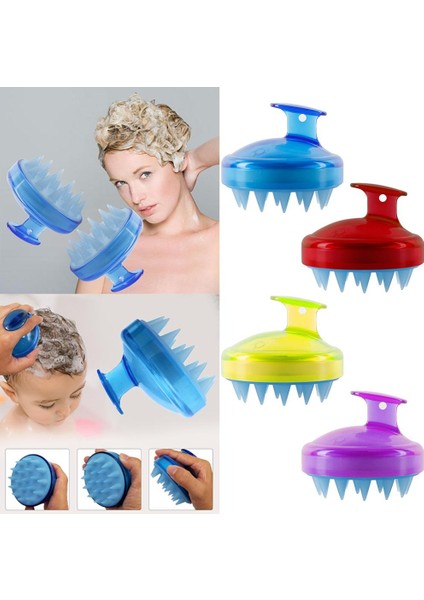 Mavi Stil Şampuan Fırçası Silikon Masaj Süngeri Banyo Fırçaları Yıkama Duş Saç Tarak Baş Meridyen El Masaj Aleti (Yurt Dışından) modelleri