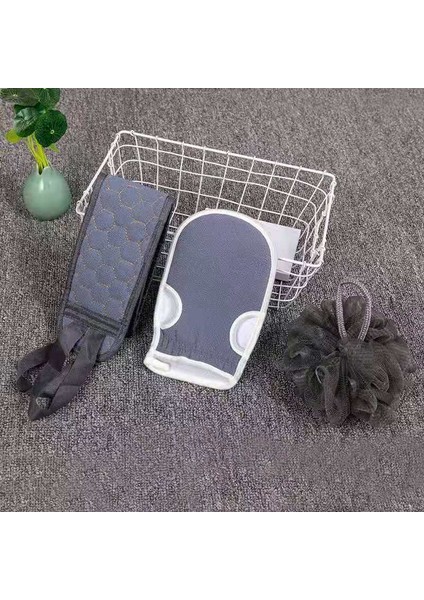 Gri 3 Adet Tarzı Duş Peeling Sırt Fırçası Banyo Kemer Havlu Top Eldiven Derin Çamur Temizle Koreli Vücut Banyo Bezi Japon Arka Fırça Çekme Kayışı (Yurt Dışından)