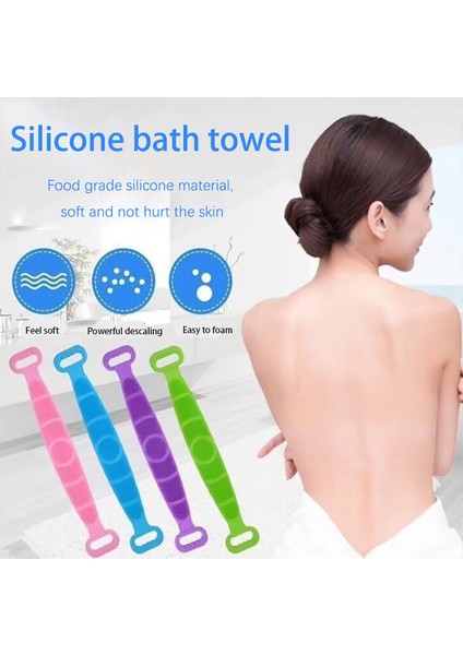 Mor Tarzı Uzun Duş Havlu Ovalama Sırt Çamur Soyulma Banyo Fırçası Masaj Havluları Silikon Banyo Cilt Temizleme Fırçaları (Yurt Dışından) modelleri