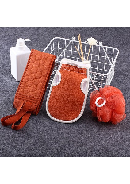 Kırmızı 3 Adet Tarzı Duş Peeling Arka Fırçası Banyo Kemer Havlu Top Eldiven Derin Çamur Temiz Koreli Vücut Yıkama Bezi Japon Arka Peeling Çekme Kayışı (Yurt Dışından)