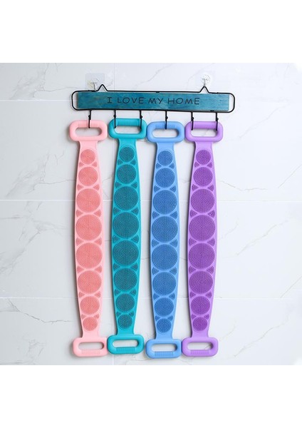 Pembe Stil Silikon Banyo Havlu Ovma Sırt Soyucu Ölü Deri Vücut Masaj Fırça Banyo Fırça Ovma Havlu Duş Temizleyici (Yurt Dışından)