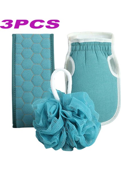 Büyük Top Mavi Tarzı 3 Parça Vücut Fırçası Banyo Kemer Banyo Duş Soyulma Sırt Fırçası Kemer Yıkama Banyo Temiz Araçlar Banyo Ovma Kemerleri Lekeleri Çıkarma (Yurt Dışından) fiyatları