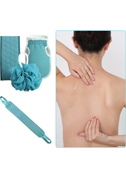 Büyük Top Mavi Tarzı 3 Parça Vücut Fırçası Banyo Kemer Banyo Duş Soyulma Sırt Fırçası Kemer Yıkama Banyo Temiz Araçlar Banyo Ovma Kemerleri Lekeleri Çıkarma (Yurt Dışından) indirimleri