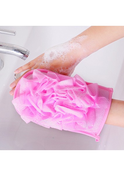 Pembe Tarzı Duş Eldiveni Peeling Çıkarıcı El Vücut Temizlik Fırçası Sünger Banyo Masaj Fırçası Havlu Duş Iki Yüzlü (Yurt Dışından) fiyatları