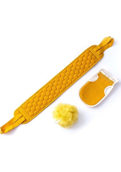 Sarı Stil Banyo ve Dezenfeksiyon Topu Seti Sünger Havlu Üç Parça Banyo Uzun Sırt Temizleme Havlusu Banyo Aksesuarları (Yurt Dışından)