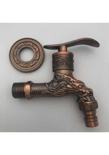 No.13 Tarzı Duvar Montajı Bibcock Antika Ejderha Oymalı Pirinç Retro Küçük Musluk Dekoratif Bahçe Musluğu Çamaşır Makinesi Mop Wc Bataryaları (Yurt Dışından)