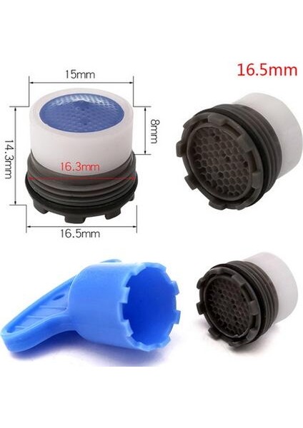 16.5mm Style Su Tasarrufu Musluk Aeratörü ile Set Tamir Anahtarı Aracı Abs Mutfak Lavabo Bataryası Köpük Banyo Aksesuarları (Yurt Dışından)