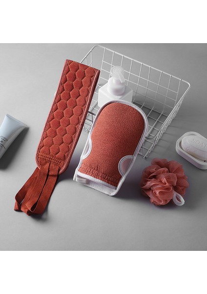 Kırmızı Stil 3 Parça Havlu Seti Ev Havlu Üç Parça Set Çift Taraflı Kalın Sırt Şerit Banyo Çiçek Kalın Havlu (Yurt Dışından)