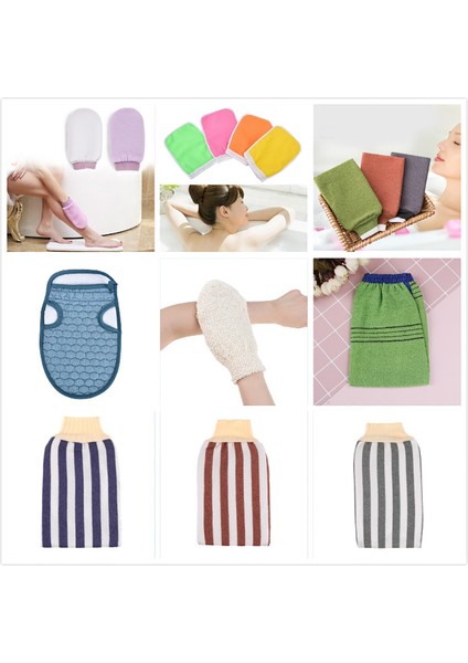 A2 Stili Çift Taraflı Banyo Eldiveni Vücut Temizleme Peeling Eldiven Ölü Cilt Temizleme Duş Banyo Aksesuarları (Yurt Dışından) fırsatları