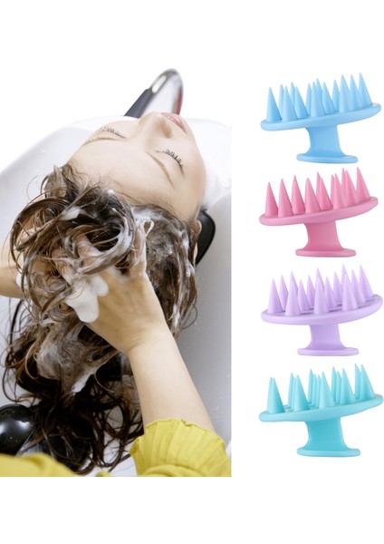 Pembe Tarzı Silikon Duş Saç Yıkama Fırçası Şampuan Tarak Baş Derisi Masaj Fırçası Ev Banyo Aksesuarları (Yurt Dışından) fırsatları