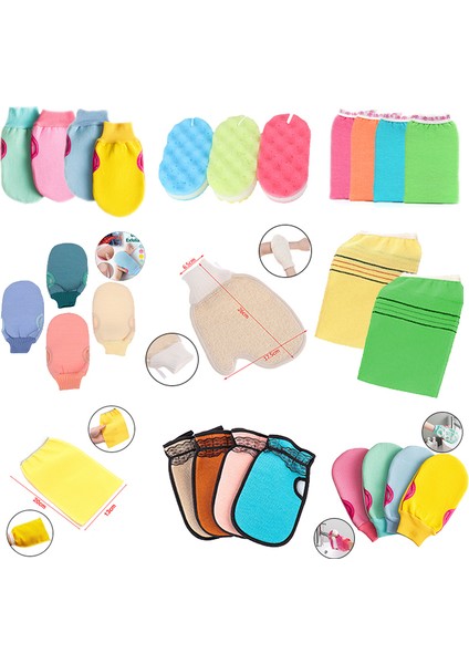Kırmızı Stil Güçlü Banyo Peeling Eldiveni Vücut ve Yüz Scrub Türk Kese Masaj Eldiveni Takımı (Yurt Dışından) indirimleri