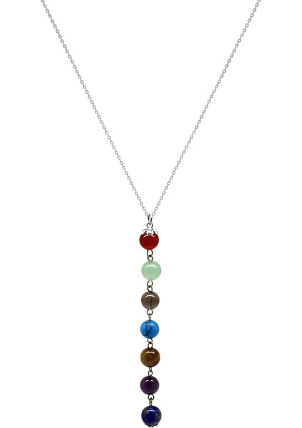 925 Ayar Gümüş Zincirli Çakra Doğaltaş Kombinli Kadın Başarı Kolyesi